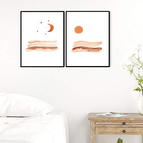 Art mural scandinave paysage minimaliste pour un salon chaleureux
