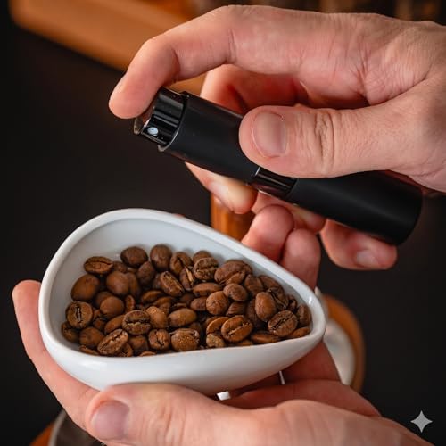 Image of Street27 Premium 4-in-1 Espresso Accessories Kit | WDT Coffee Needle Stirrer (6 Stainless Steel Needles, Wooden Handle & Stand),Ceramic Dosing Tray, Coffee Scoop & Static Reducing Spray Bottle (Black)