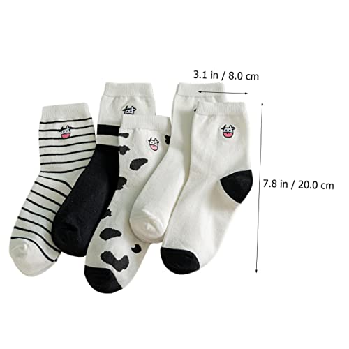 Adorainbow 5 pares de meias de vaca estampadas femininas aconchegantes meias de desenho animado meia