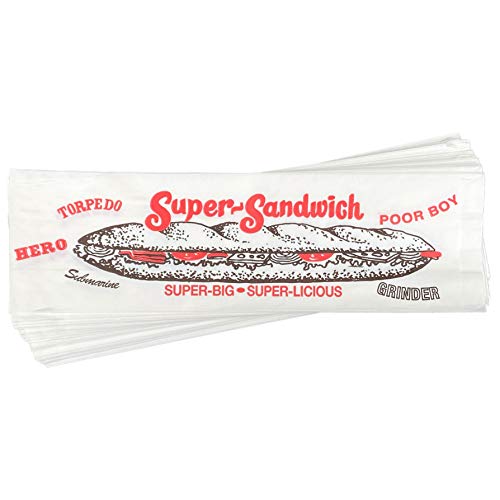 14â€ Sub Sandwich Bags (50) - Durable, Wide Gusset, with Nostalgic Neighborhood Deli Look. Great for Sub Shops, Pizza Joints, Food Trucks, Concession Stands, Restaurants, Cafes, and School Lunches.