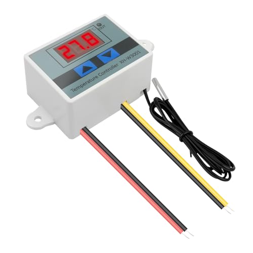 QIQIAZI Digitaler Temperaturregler Thermostat XH-W3001 AC 110–220V mit LCD-Display & wasserdichtem NTC-Sensor,Microcomputer Thermostatschalter