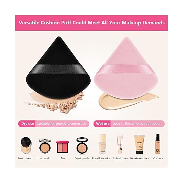 AUAUY 6 PCS Dreieck Makeup Puderquaste, Gesicht Schwämmchen Powder Puff, Waschbar Wiederverwendbar Makeup Sponge, Nass… – Bild 4