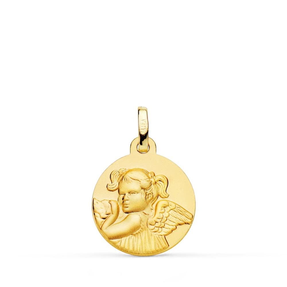 Medalla oro 18k Ángel Niña Revoltosa 16 mm. mate