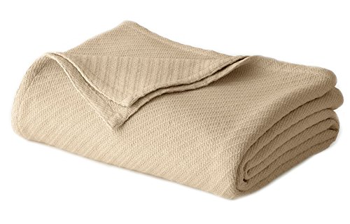 COTTON CRAFT - 100% Soft Premium Cotton Thermal Blanket - Full/Queen Beige - Snuggle in These Super Soft Cozy Cotton Blankets - Perfect for Layering Any Bed - Provides Comfort and Warmth for Years