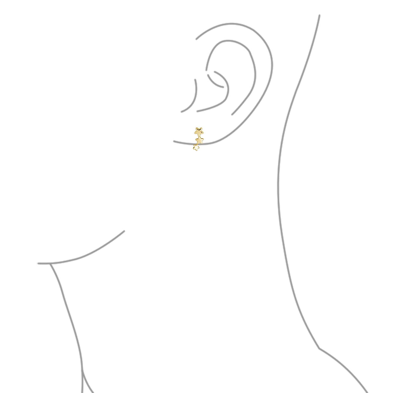 Orecchini A Vite A Tre Stelle In Mini Strass Patriottico Usa Celestial Solar Fun Per Donne Adolescenti In Oro Giallo 14K Genuino