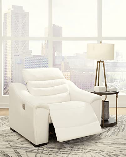 Signature Design By Ashley Next-Gen Gaucho Modern Tufted Faux Leather Power Recliner With Adjustable Headrest, White #TOP5