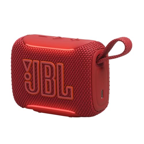 Image of JBL Go 5 Portable Bluetooth Speaker with Pro Sound & Deep Bass, Ambient Edge Lighting, Upto 10 Hours Playtime, IP68 Waterproof, AirTouch Pairing, Auracast, USB-C Lossless Audio (Red)