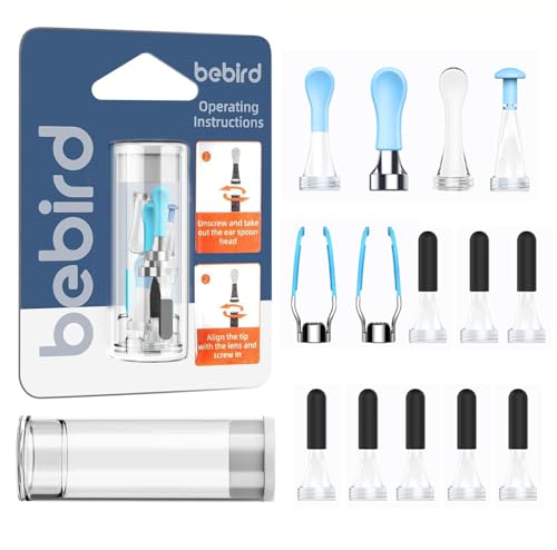 Bebird Replacement Tips Ear 14 Pieces Waterproof Silicone Ear Spoon for Ear Wax Removal Endoscope BEBIRD Original Ear Cleaner Tips Set for Bebird Earsight Plus R37R/ B31R/ D39R & R1 Ultra