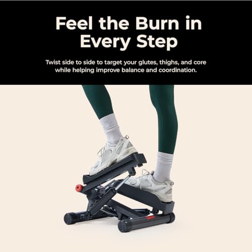 Image of Sunny Health & Fitness Twist Steppers with Resistance Bands, Compact Mini Stair Step Machines for Low-Impact Home Cardio Workouts