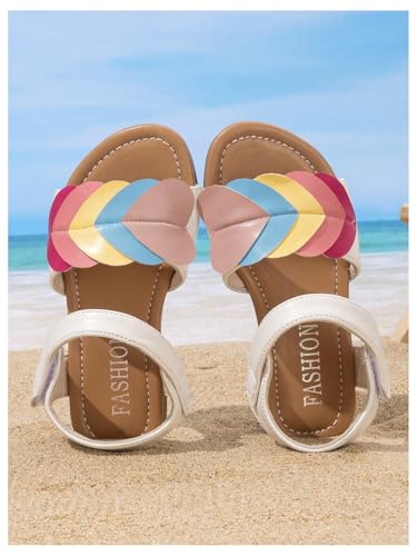 GORGLITTER Girl's Dressy Flat Sandals Colorful Applique Open Toe Ankle Strap Cute Vacation 2025 Slides Shoes4