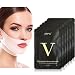 9Pcs 4D Double V Line Shaped Slimming Contour Face Mask Rosa Rugosa Moisturizing Firming Facial Tape Lifting Chin Up Jawline Neck Patch Anti Sagging Sheet Reduce Double Chin Band Tightening Neck Mask