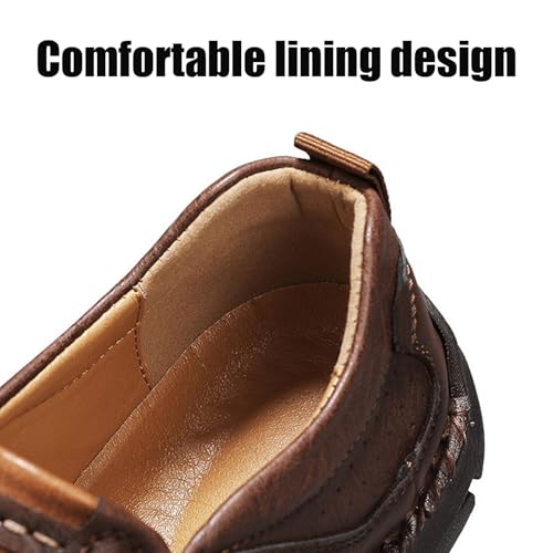 Matufit Men's Handcrafted Cowhide Orthopedic Loafers, Mens Comfortable Lightweight Non-Slip Wide Toe Box Slip-On Casual Walking Shoes for Driving Outdoor Sports2