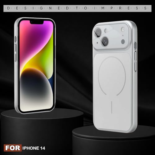Image of SHINESTAR Premium Luxury Case Compatible with iPhone 14 | Protective Back Cover with Camera Lens Safety | Wireless Charging Support | Slim Fit Durable Design | Enhanced Grip Protection Silver