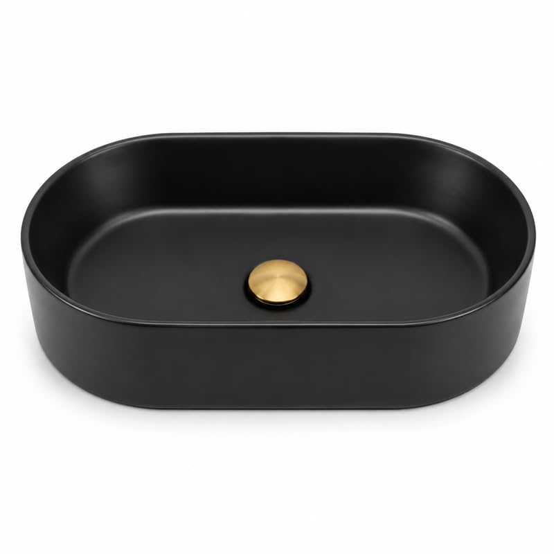 Vasque à poser ovale allongée -52 x 30 cm -Noir mat -NÉRIA