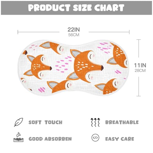 2 Pack Baby Burp Cloths, Soft Absorbent Burping Cloths for Babies, Cotton Milk Spit Up Rags, Large Size for Newborns, Baby Boys and Girls (Fox Faces Pattern)4