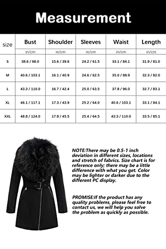 Geschallino Chaqueta Larga de Piel de Ante Sintético para Mujer Parka Cálida con Forro Polar y Cuello de Piel Desmontable FF206 Negro XXL - imagen 7