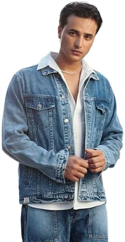 Urbano Fashion Men's Regular Fit Washed Full Sleeve Denim Jacket