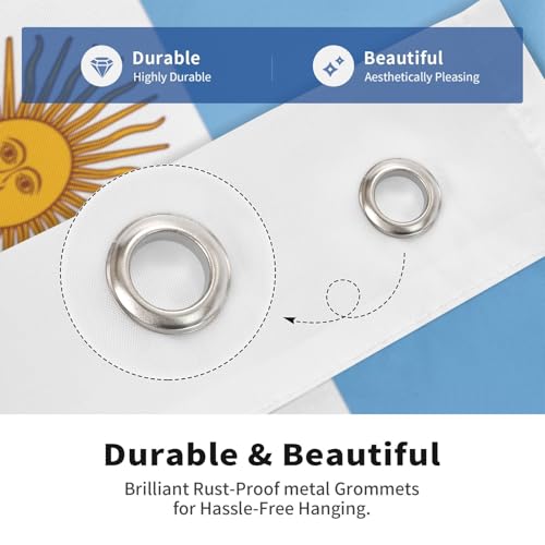 Drapeau argentin double face résistant au vent 1,5 x 2,4 m pour l'extérieur - 5