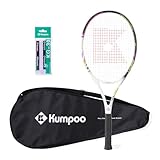 KUMPOO Women Tennis Racket for Beginner, Pre-Strung 27 Inch Pink Tennis Racket for Adult, Durable Aluminum Frame, Recreational Tennis Racquet with Overgrips and Bag, KTE-503 White