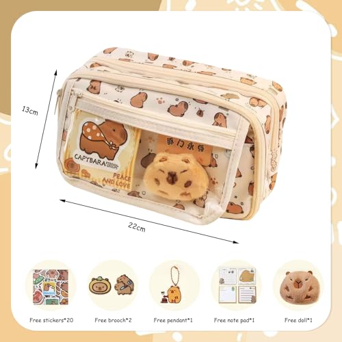 Belligern Capybara Pencil Case 9 Layers Cute Pencil Case, Capybara Stationery Set Includes Stickers, Note, Keychain, Plush Toy, Brooch - Image 3