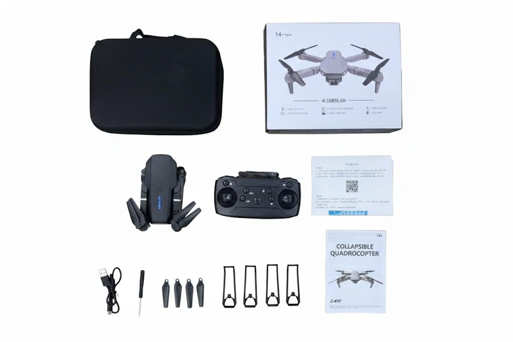 Drone E88 Pro – Caméra HD, Double Batterie, Drone Facile à Piloter pour Débutants & Enfants, Mode Sans Tête, Flips 360°, Contrôle par Télécommande & App, Pliable et Léger
