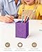 Luminzo Purple Glitter Acrylic Pen Holder, Acrylic Makeup Brush Storage Organizer, Pencil Pen Holder for Desk, Modern Desktop Accessories for Office School Home Supplies