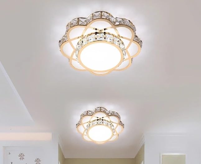 Lustre LED de plafond en cristal doré D35cm pour chambre et salon