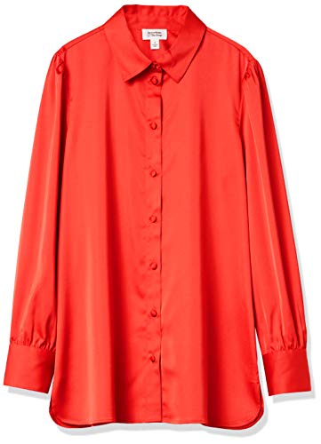 The Drop @lucyswhims Camicia A Bottoni, Maniche Lunghe da Donna, Rosso, S