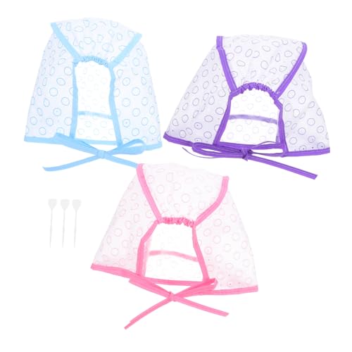 BIUDECO 3juegos Kit De Coloración Para Cabello Con Gorro y Gancho De Crochet Profesionales Para Resaltar Mechas Salón y Doméstico