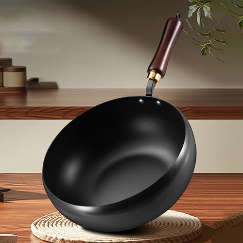 Wok japonés de hierro fundido con tapa de vidrio 11.02in miniatura 2