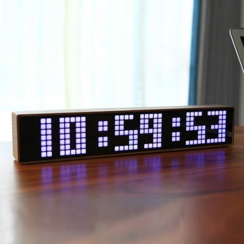 Creative LED clock solid wood clock, WiFi electronic clock, intelligent high-precision clock, voice chime, can display temperature, humidity can be used for living room/bedroom/desktop decoration