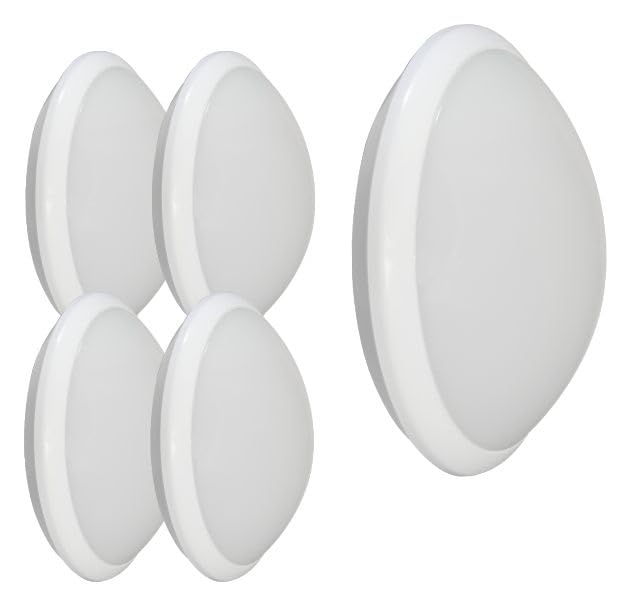 Lot de 5 appliques d'exterieur Hublot E27 à detecteur HF (mouvements et crépusculaire) rond IP44 IK10