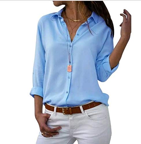 CAMISA FEMININA SOCIAL MANGA LONGA CORES DO VERÃO (AZUL, M)