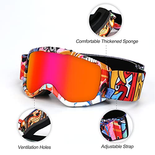 Flantor Kids Ski Goggles Non-Slip Strap Snow Goggles Snowboard Goggles #TOP2
