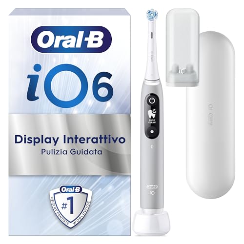 Oral-B Spazzolino Elettrico Ricaricabile iO 6 Grigio, 2 Testine Di Ricambio, 1 Custodia Da Viaggio. 1 Spazzolino