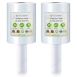TICONN 2Pk Stretch Wrap Stretch Film Roll, 1000ft Industrial Strength 5 inch Wide Clear Plastic Wrap with Handles for Pallet Wrapping Shipping Moving