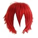 Alacos Synthetic Short Straight Red Fluffy Full Head Wig Men Women Spiky Hair Anime Cosplay Costume Party Wig