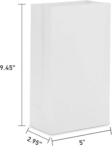 Miniatura 2 de Bolsas de almuerzo de papel blanco de 4 libras, 5 x 2.95 x 9.45 pulgadas, 100 unidades pequeñas de papel kraft a granel para pan, aperitivos,