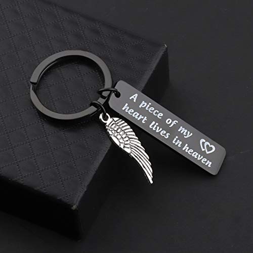 Maofaed Memorial Keychain A Piece Of My Heart Lives In Heaven Sympathy Gift Loss Of Loved One Keychain (Piece In Heaven Black) #TOP5