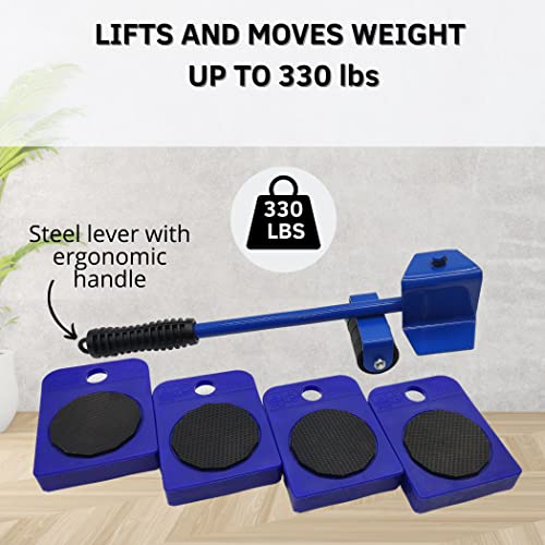 THORQUE Furniture Sliders and Lifter KIT, 5 Moving Pads, Blue, 35 x 10 - Image 3