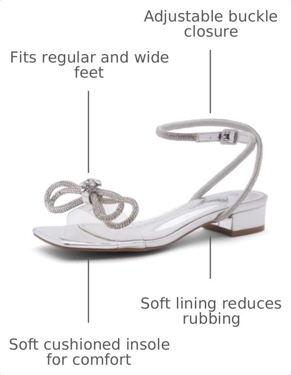 Image of Shoe Land Low Heels for Women 1 Inch Chunky Block Heeled Sandals Square Open Toe Strappy Ankle Strap Dressy Sandals for Wedding Prom Party Office