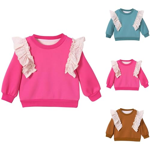 Toddler Girls Cute Lace Ruffle Cotton T-Shirts Kids Soft Casual Crewneck Top Basic Long Sleeve Loose Tees for 0-6 Years2