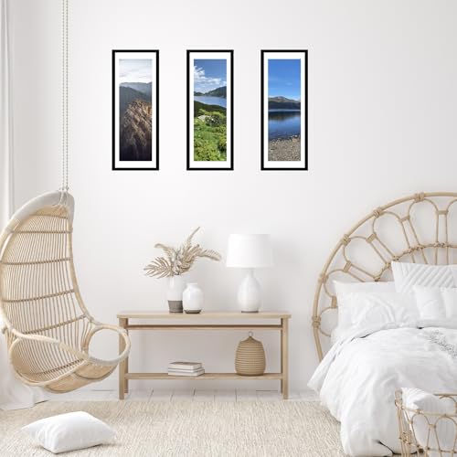 Image of JCJMY 9x27 Picture Frame with 8x24 Mat, Display Photo 8x24 with Mat or 9 x 27 Without Mat, Wall Hanging Large 9 by 27 Poster Frame with Plexiglass, Black