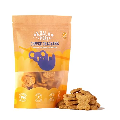 Koala Picks Cheese Crackers – 120g – Crunchy Baked Snack – No Refined Sugar, No Preservatives – Made with Real Cheese & Butter – Healthy Crackers for Kids & Adults