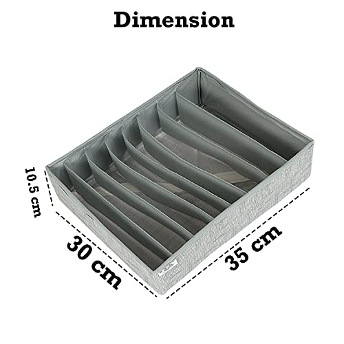 Image of HOKIPO Fabric Undergarment Organizer Storage Box For Drawers Bra Panty Socks Tie Lingerie Organizer For Wardrobe (In-335-Gry)