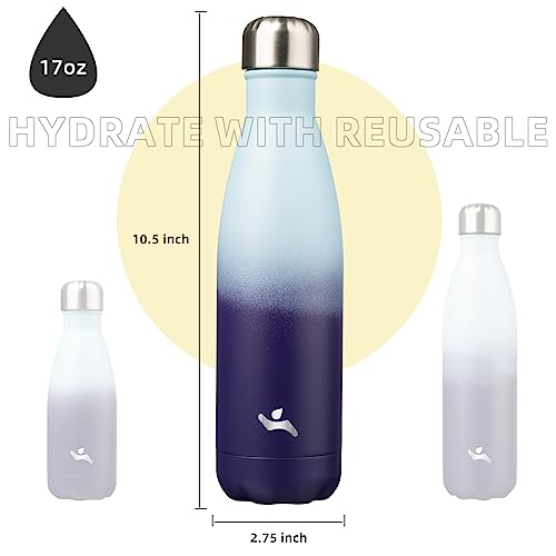 Image of Konokyo Insulated Water Bottles,17 oz Double Wall Stainless Steel Vacumm Metal Flask for Sports Travel,Ocean Dream