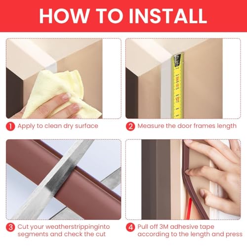 Image of Door Gap Sealing Strip, D-Shape Self-Adhesive Window Gap Filler Strip, Cushioning Hollow Out Soundproof Windproof, Dustproof Door Seal for Door & Window Gaps 19.7 Feet Length