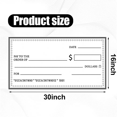 Eersida 6 Pcs Giant Checks 30'' x 16'' Large Blank Fake Big Checks for Presentations Reusable Funny Oversized for School Graduation Donation Awards Fundraisers Charity Business - Thumbnail 3