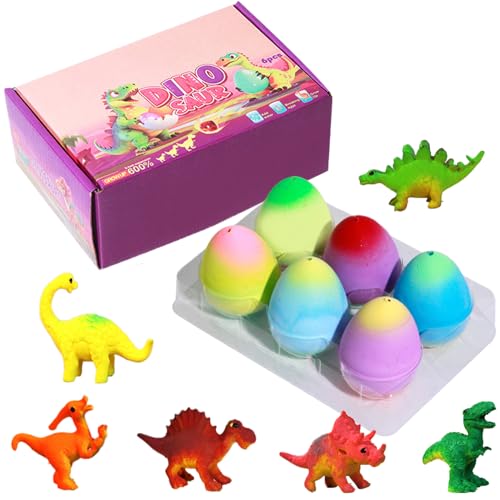 Idota Lot de 6 œufs surprise de dinosaures, arc-en-ciel, jouets de dinosaures magiques, idée cadeau parfaite pour tous les fans de dinosaures