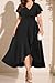 Women Plus Size Formal Dresses Black Wedding Guest Wrap Elegant Evening Empire Waist High Low Split Ruffle Long Dress